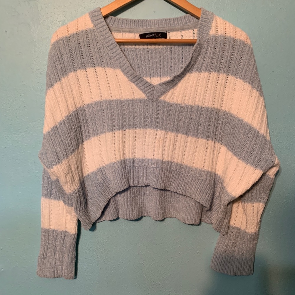 Blue and white sweater